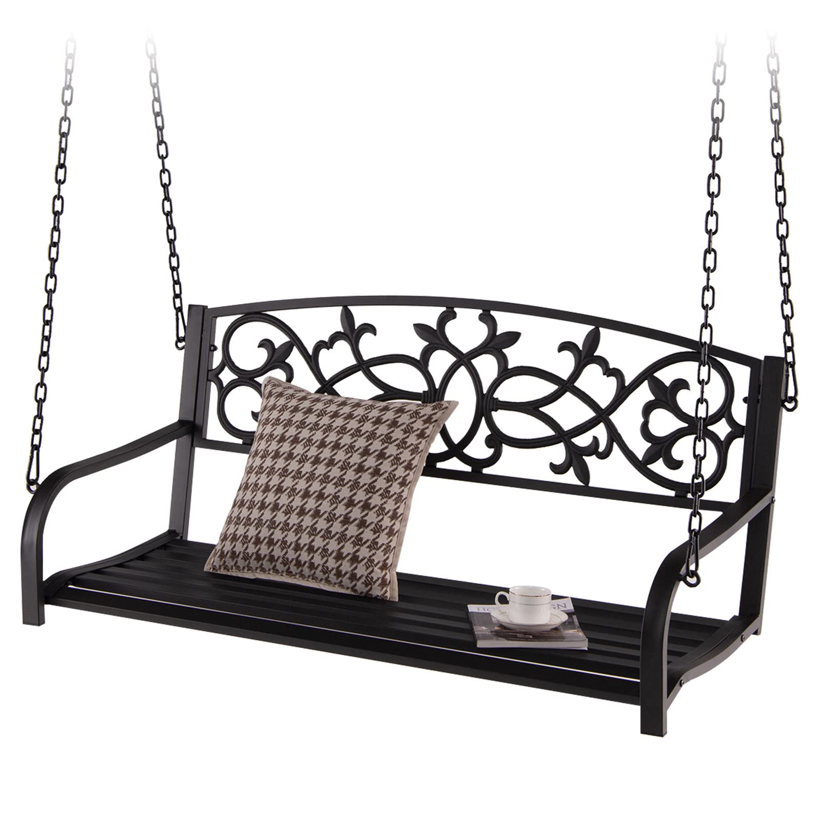 Tangkula 2 Person Porch Swing, Hanging Patio Swing Bench with Chains
